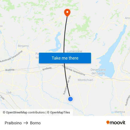 Pralboino to Borno map