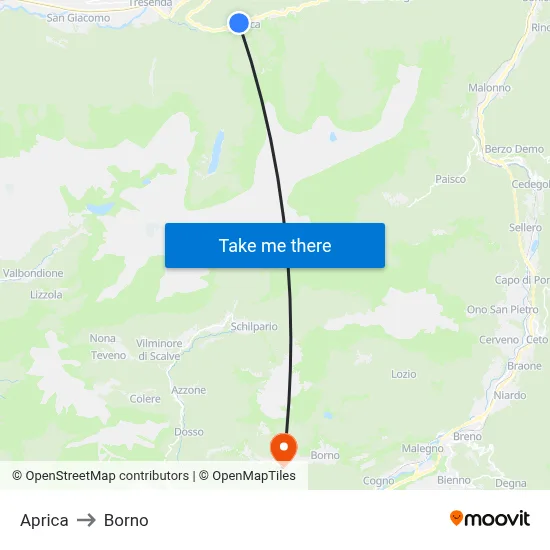 Aprica to Borno map