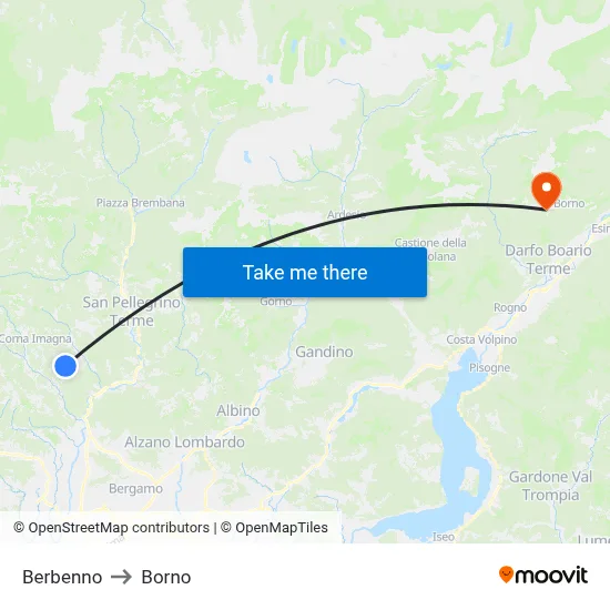 Berbenno to Borno map