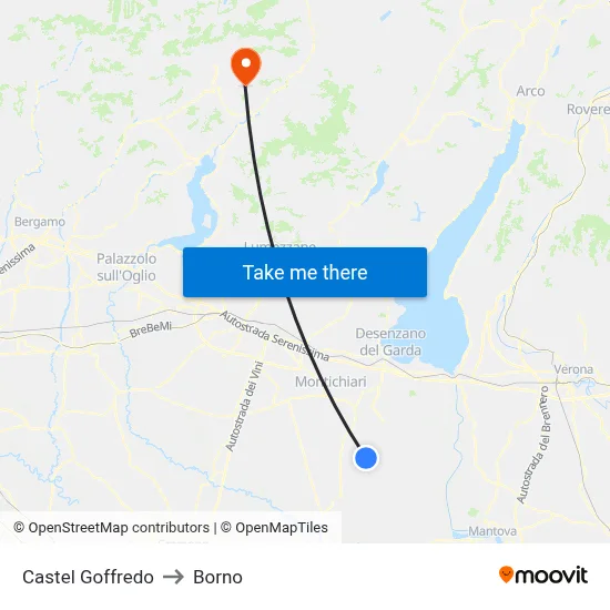 Castel Goffredo to Borno map