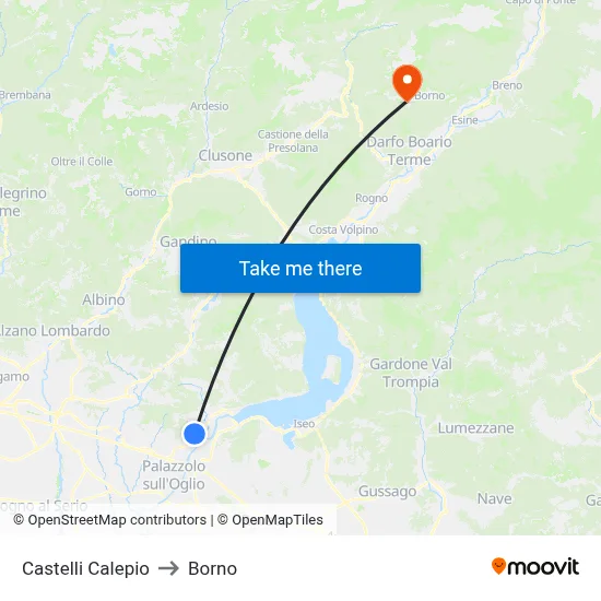Castelli Calepio to Borno map