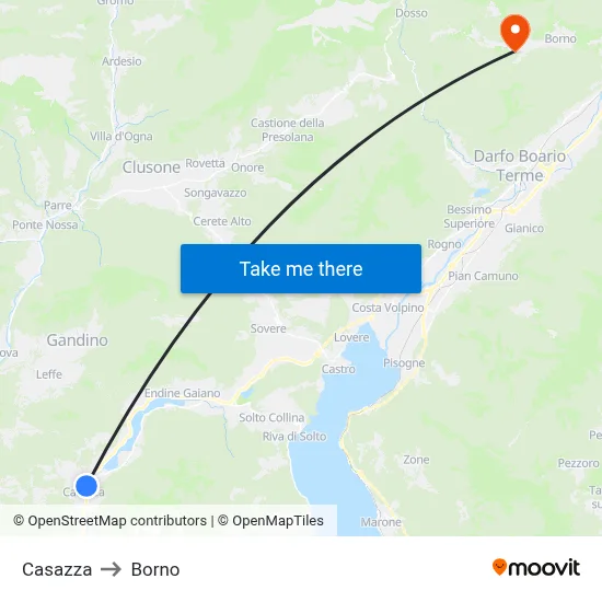 Casazza to Borno map