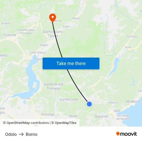 Odolo to Borno map