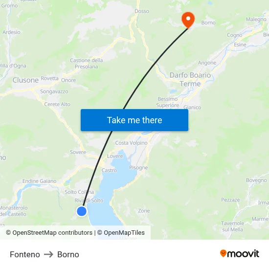 Fonteno to Borno map