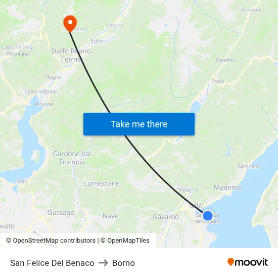 San Felice Del Benaco to Borno map