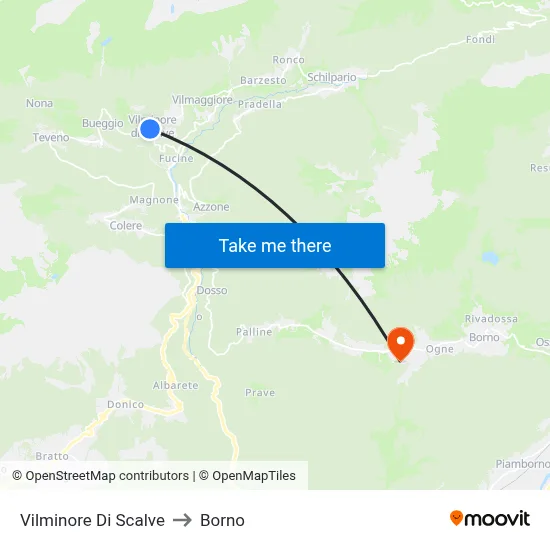 Vilminore Di Scalve to Borno map