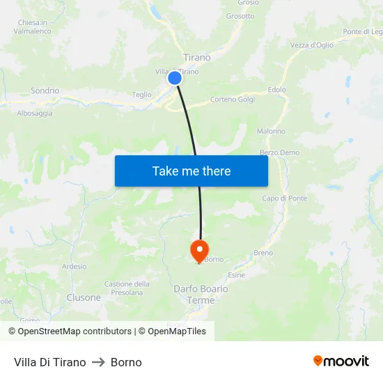 Villa Di Tirano to Borno map