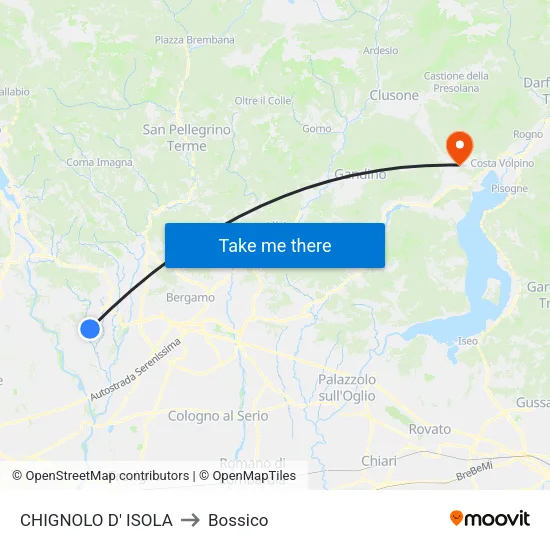 Chignolo D' Isola to Bossico map