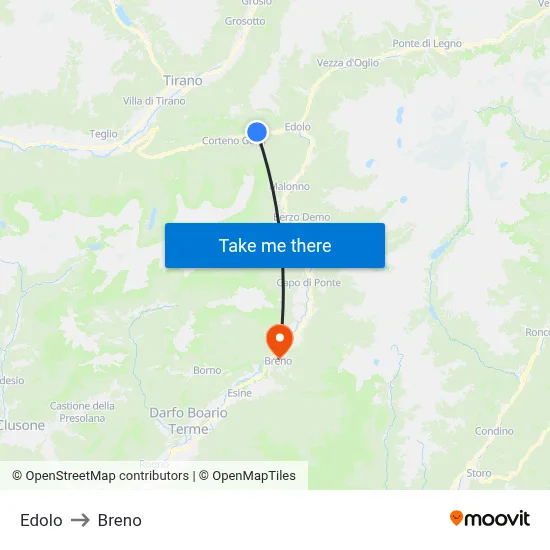 Edolo to Breno map