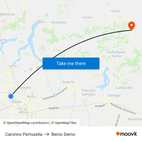 Caronno Pertusella to Berzo Demo map
