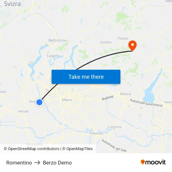 Romentino to Berzo Demo map