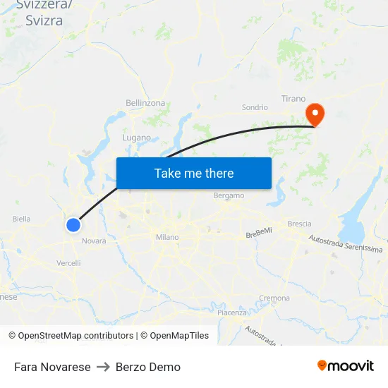 Fara Novarese to Berzo Demo map