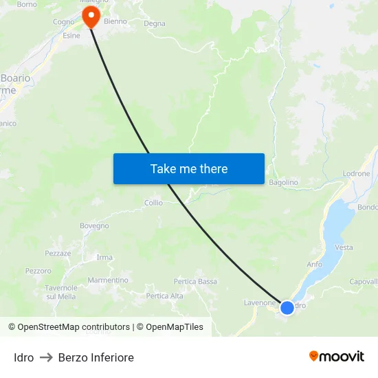 Hydro to Berzo Inferiore map