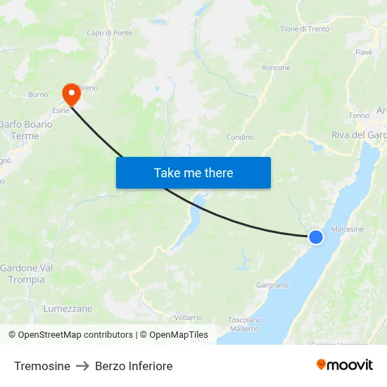 Tremosine to Berzo Inferiore map