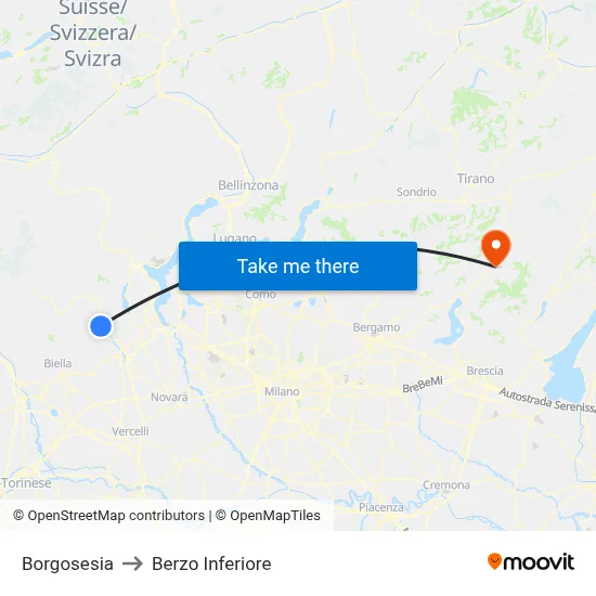 Borgosesia to Berzo Inferiore map