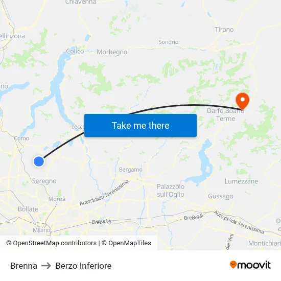 Brenna to Berzo Inferiore map