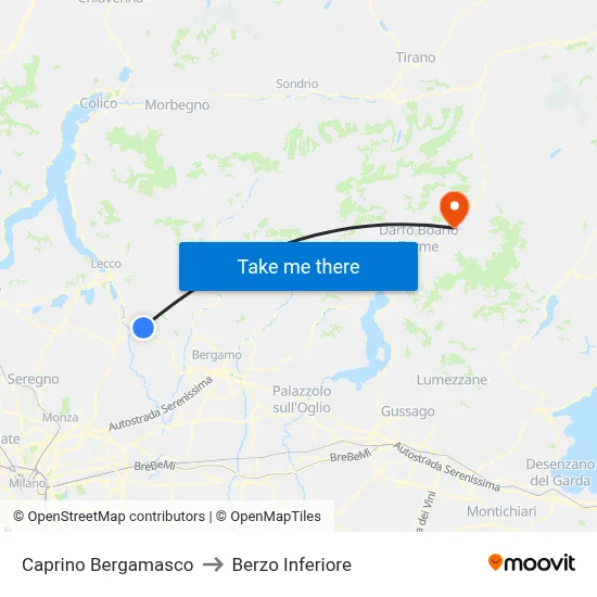 Caprino Bergamasco to Berzo Inferiore map
