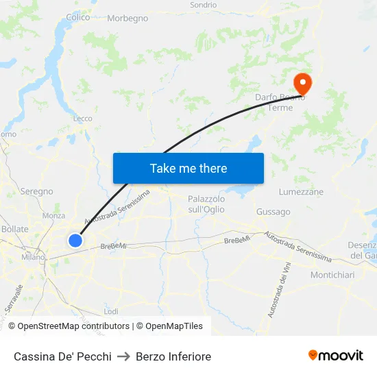 Cassina De' Pecchi to Berzo Inferiore map