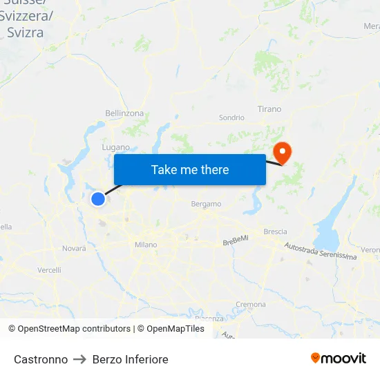 Castronno to Berzo Inferiore map