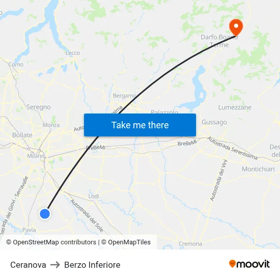 Ceranova to Berzo Inferiore map