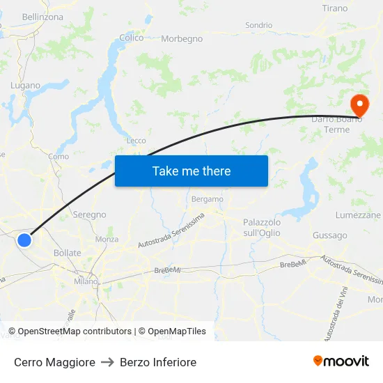 Cerro Maggiore to Berzo Inferiore map
