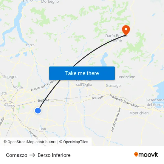 Comazzo to Berzo Inferiore map