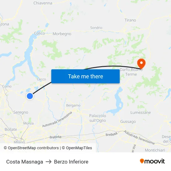 Costa Masnaga to Berzo Inferiore map