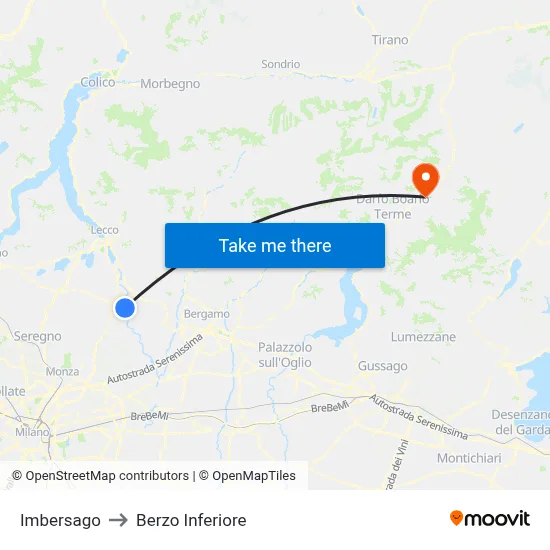 Imbersago to Berzo Inferiore map
