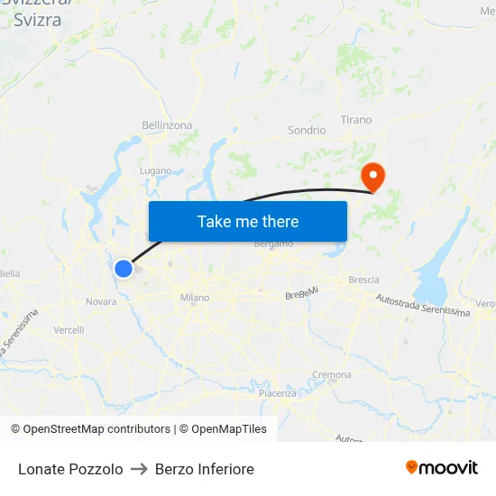 Lonate Pozzolo to Berzo Inferiore map
