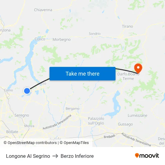 Longone Al Segrino to Berzo Inferiore map