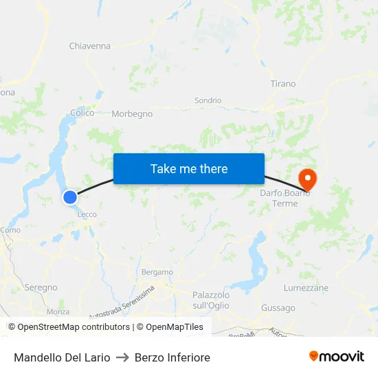 Mandello Del Lario to Berzo Inferiore map