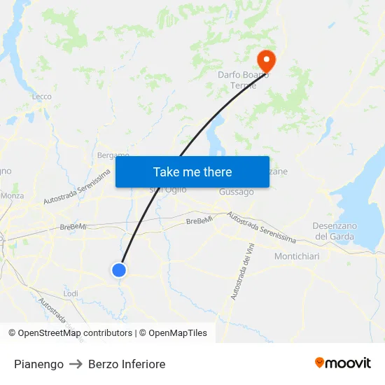 Pianengo to Berzo Inferiore map