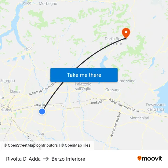 Rivolta D' Adda to Berzo Inferiore map