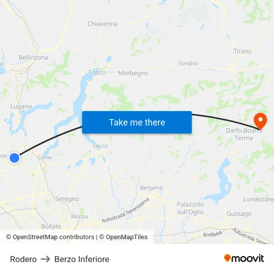 Rodero to Berzo Inferiore map