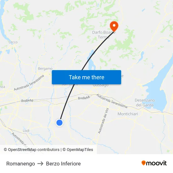 Romanengo to Berzo Inferiore map