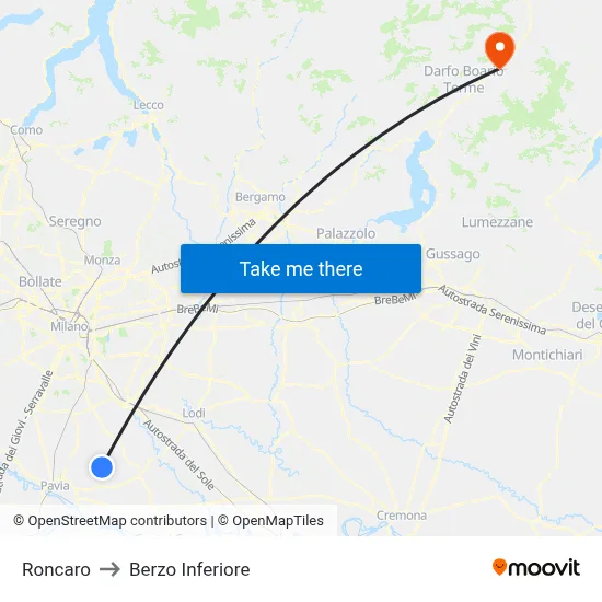 Roncaro to Berzo Inferiore map