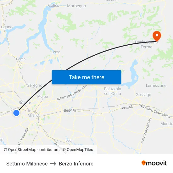 Settimo Milanese to Berzo Inferiore map