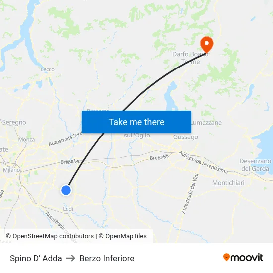 Spino D' Adda to Berzo Inferiore map