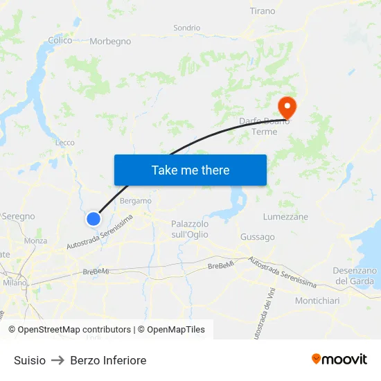 Suisio to Berzo Inferiore map