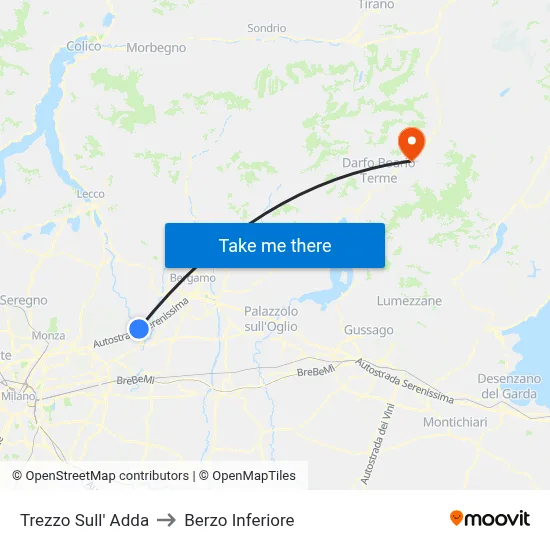 Trezzo Sull' Adda to Berzo Inferiore map
