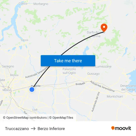 Truccazzano to Berzo Inferiore map