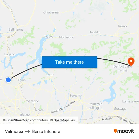 Valmorea to Berzo Inferiore map