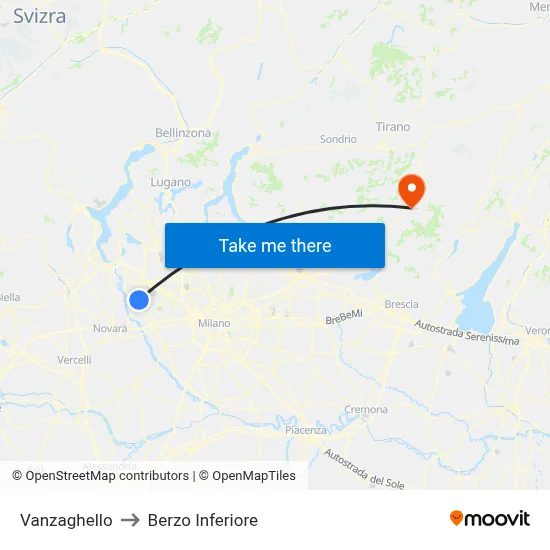 Vanzaghello to Berzo Inferiore map