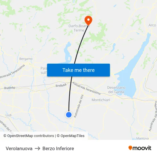 Verolanuova to Berzo Inferiore map