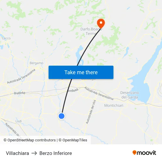 Villachiara to Berzo Inferiore map