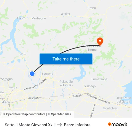 Sotto Il Monte Giovanni Xxiii to Berzo Inferiore map