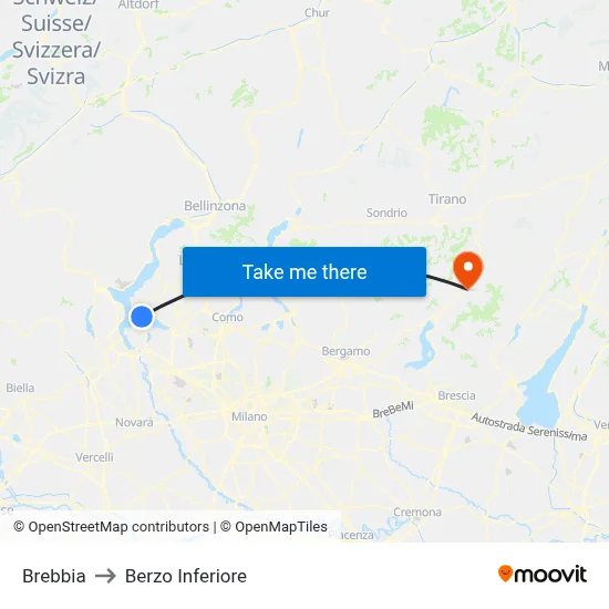 Brebbia to Berzo Inferiore map