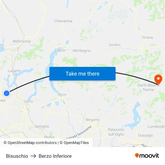 Bisuschio to Berzo Inferiore map