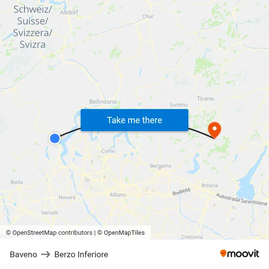 Baveno to Berzo Inferiore map