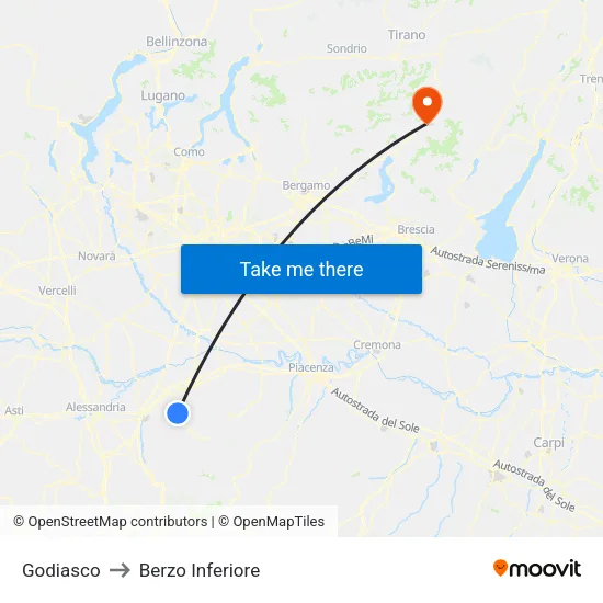 Godiasco to Berzo Inferiore map
